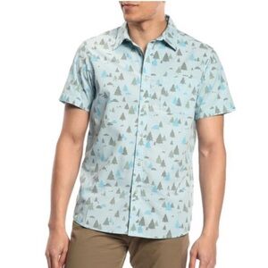 The North Face Mens Short Sleeve Button Up Pursuit Shirt Blizzard Blue Sasquatch